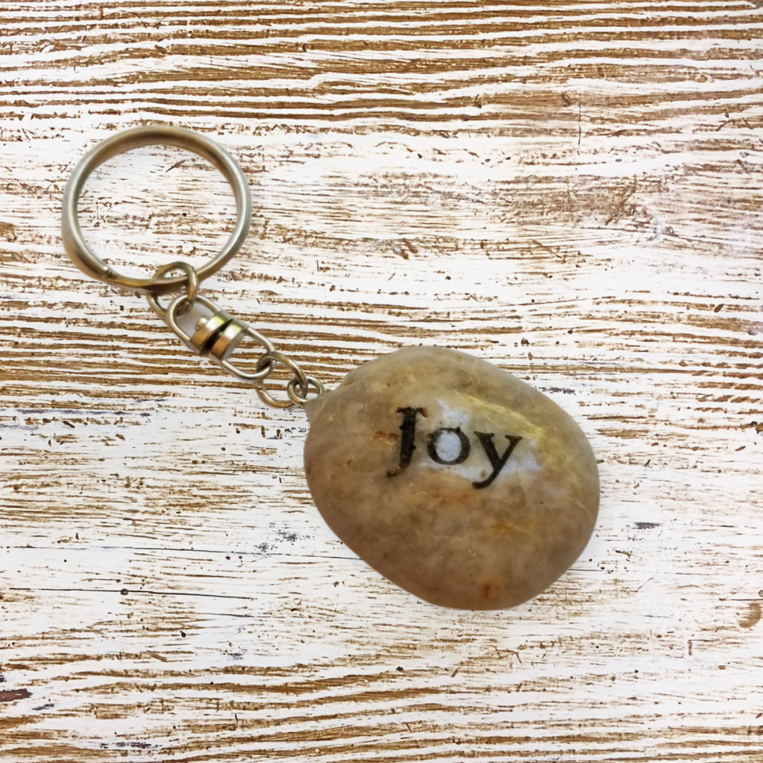 Hope Zen Stone Lucky Rock Inspirational Charm Keychain Keyring “Success”